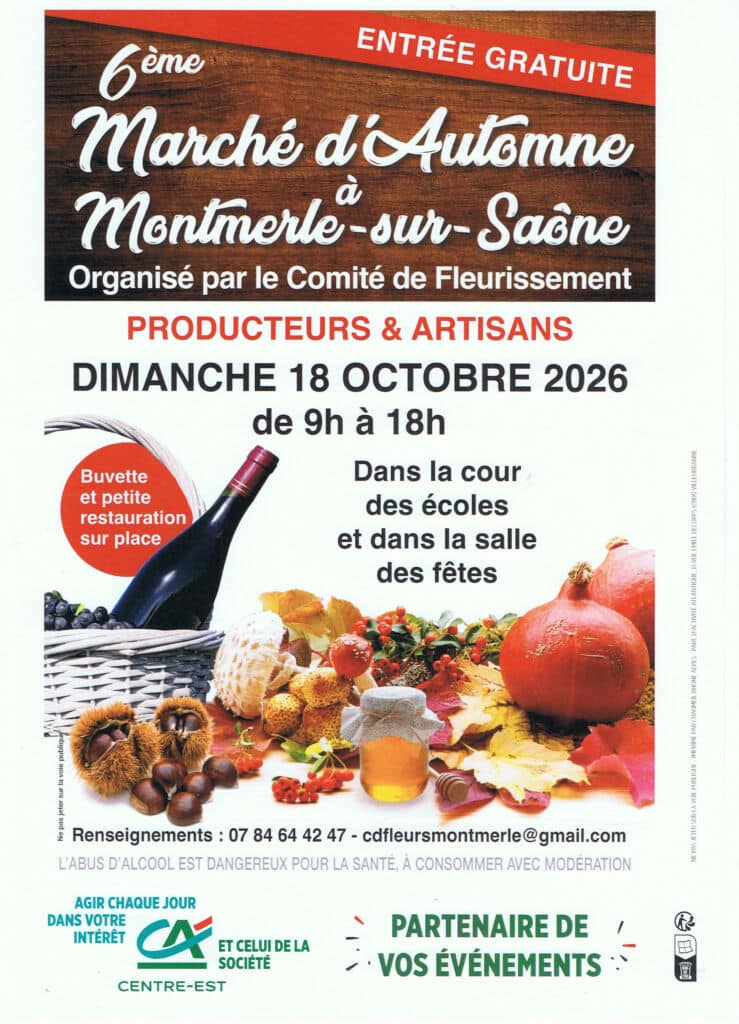 Affiche du 6e Marché d’automne de Montmerle-sur-Saône le 18 octobre 2026